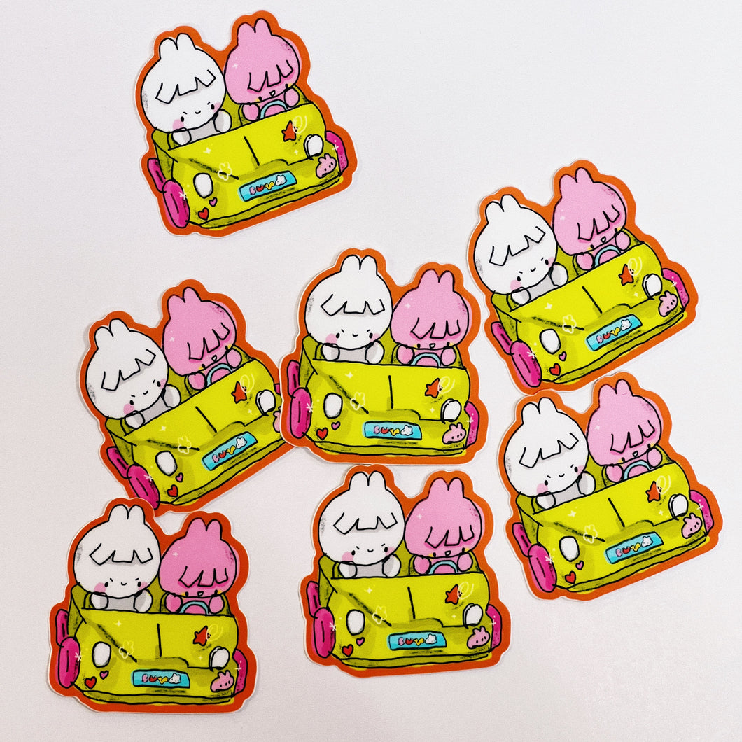 Bunny Car Ride Sticker