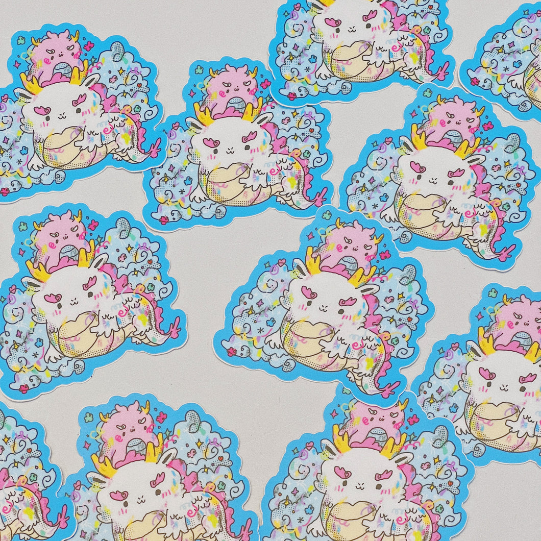 Pink & White dragon sticker