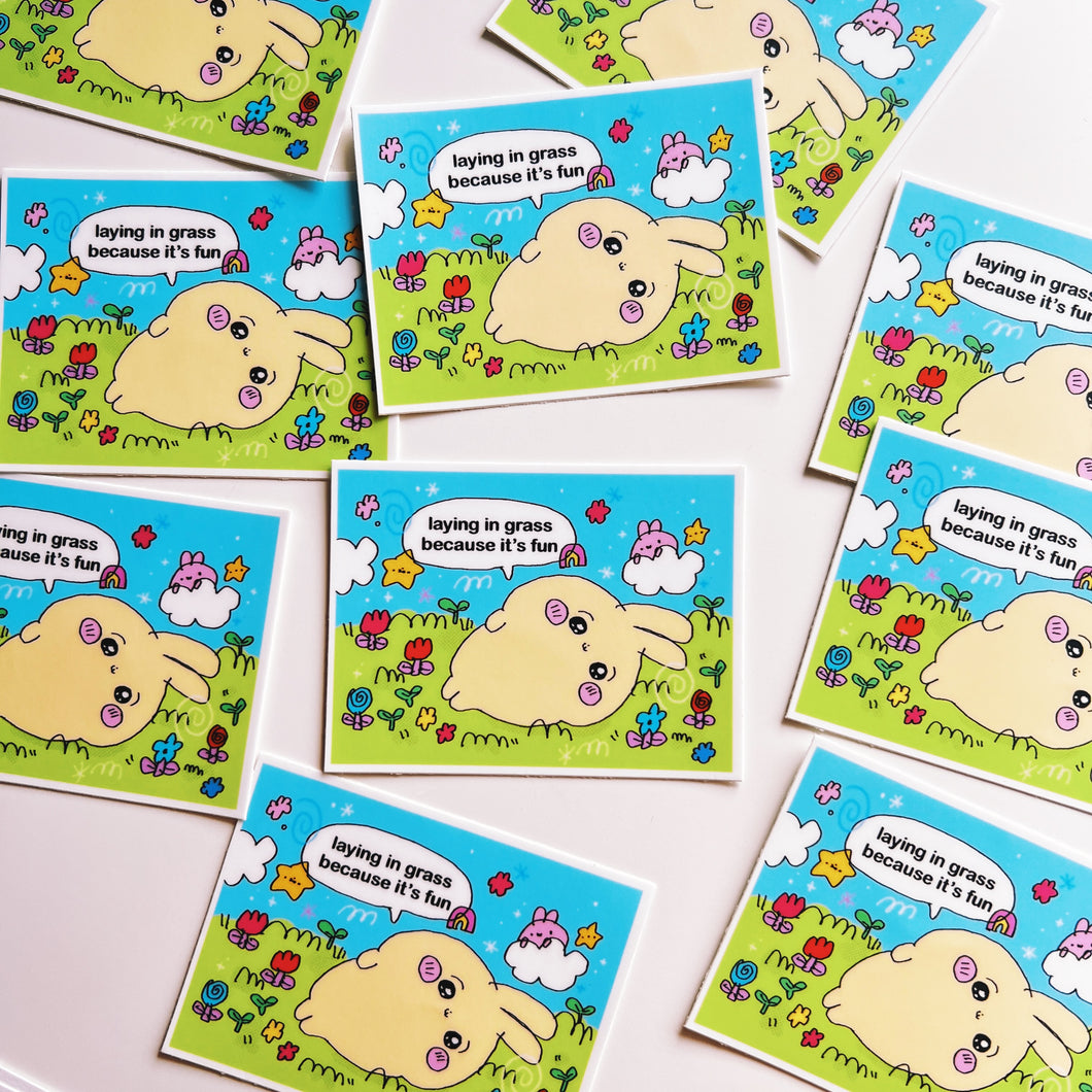 Laying in Grass Sticker