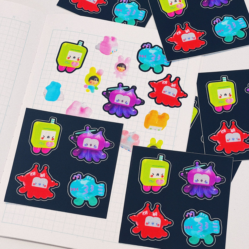 3D Space Things sticker sheet