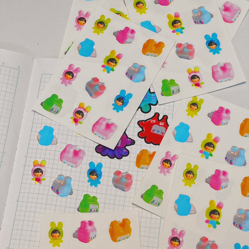 3D Bun&BunGirl Clear sticker sheet