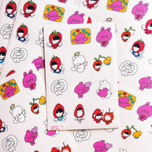 Load image into Gallery viewer, Strawberry Friends Clear Sticker Sheet
