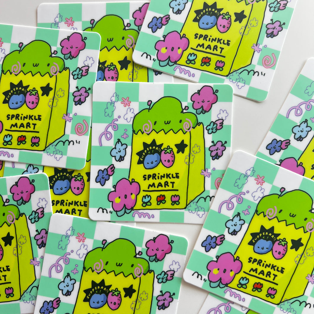 Sprinkle shopping bag sticker