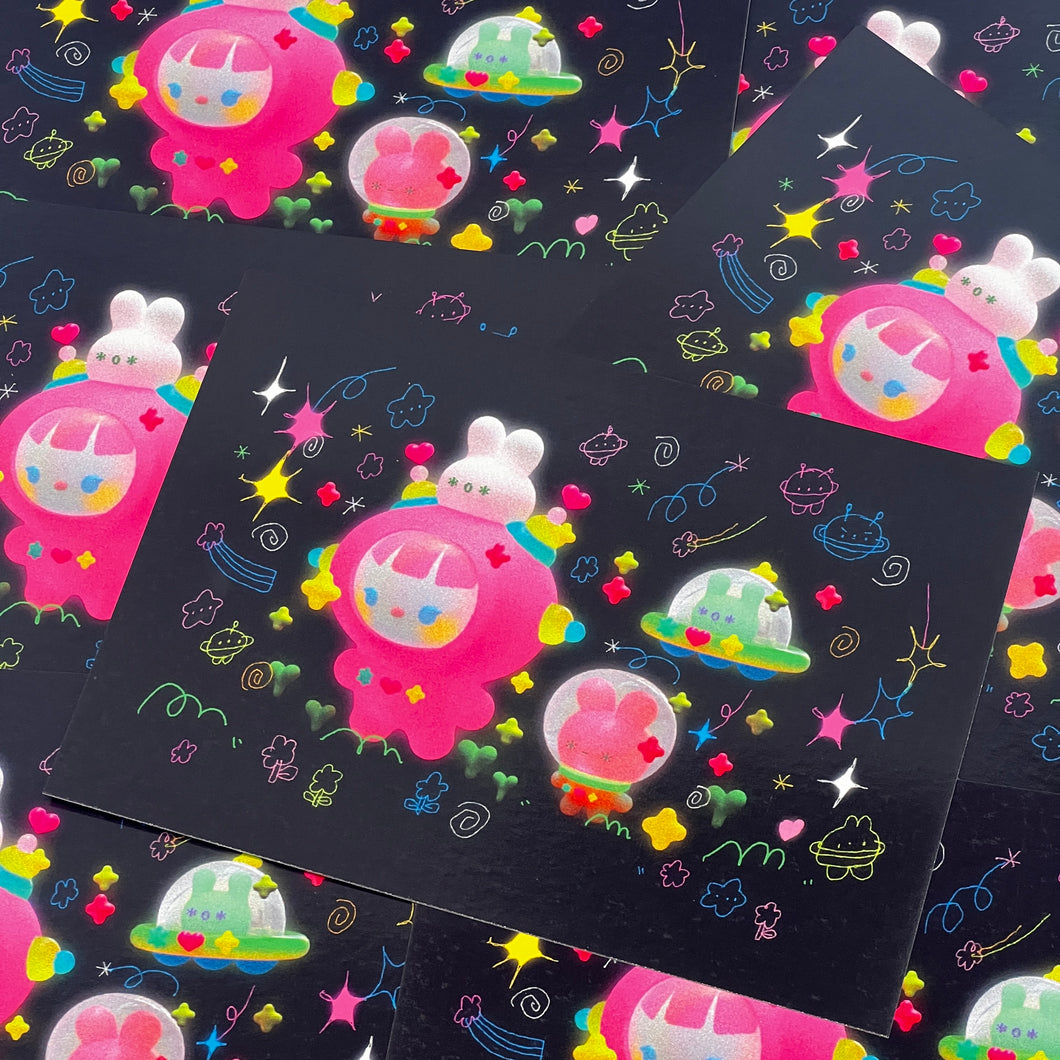 {Print} Space girl & bunny